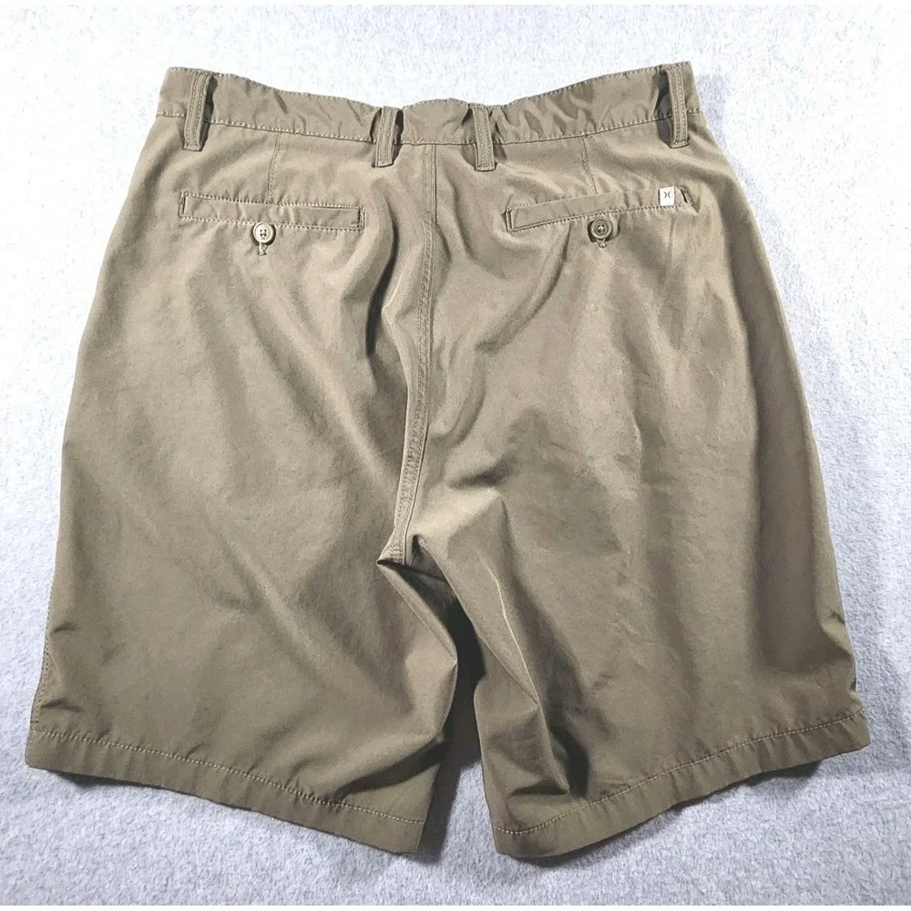 Hurley Mens Hybrid Shorts Olive Green Heather Stretch Walk Shorts Size 34